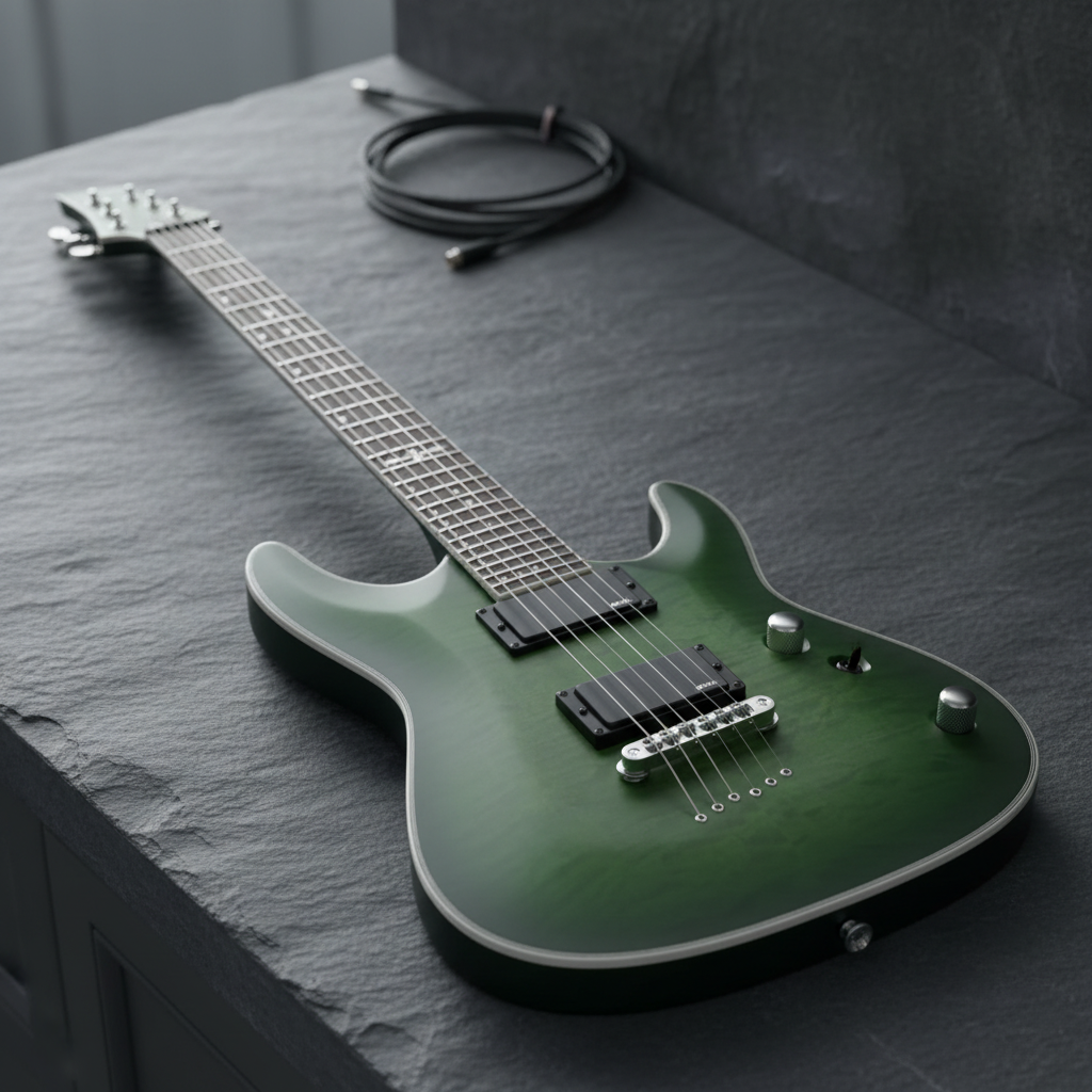 Panoramica della Schecter C-1 Platinum Satin Green Burst