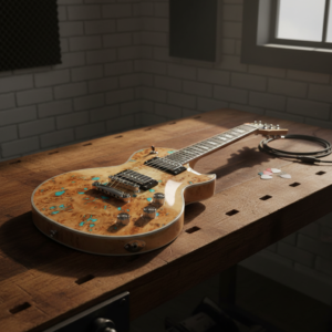 Panoramica della Schecter Solo II Custom Burl Natural